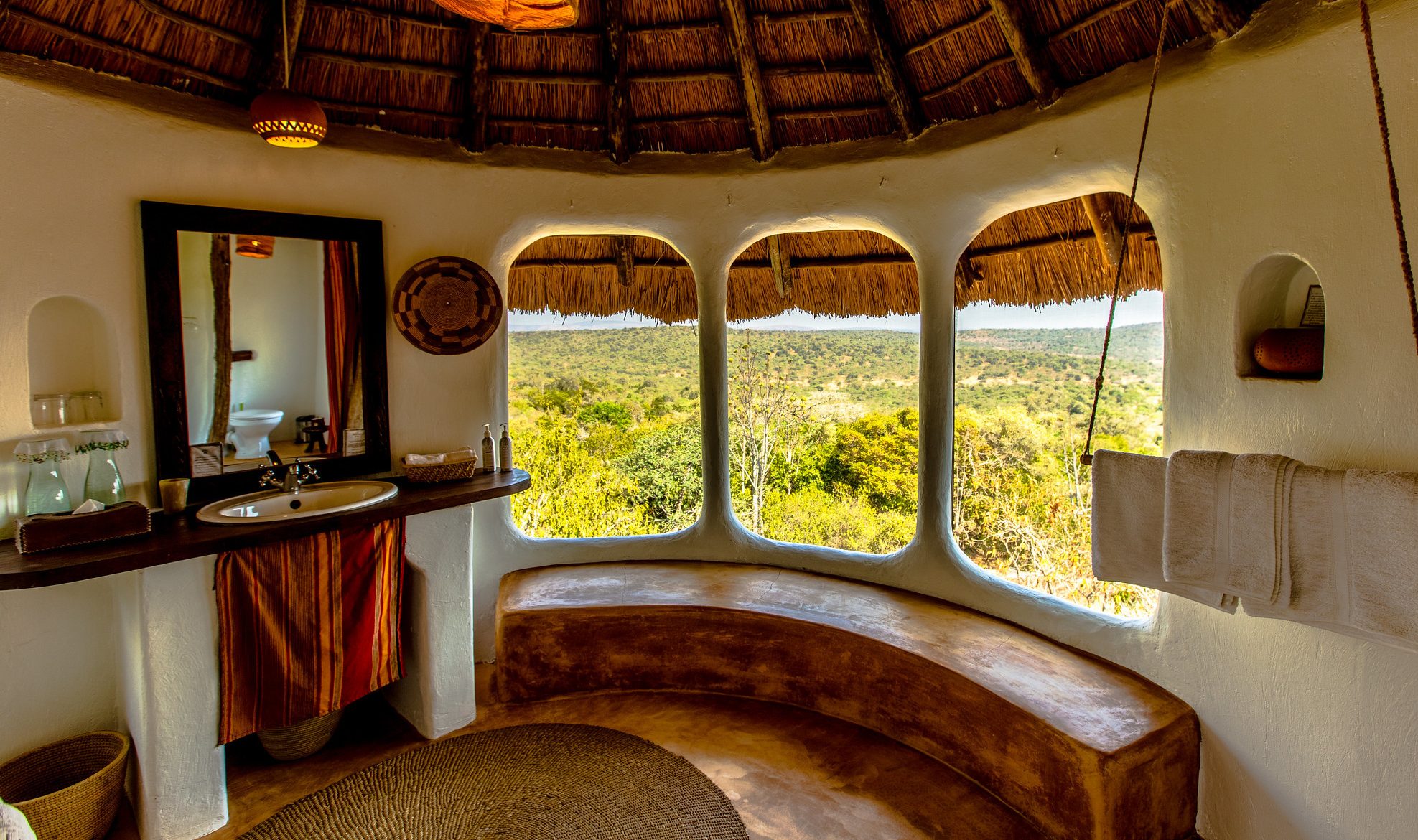 Badkamer in Mihingo Lodge in Uganda